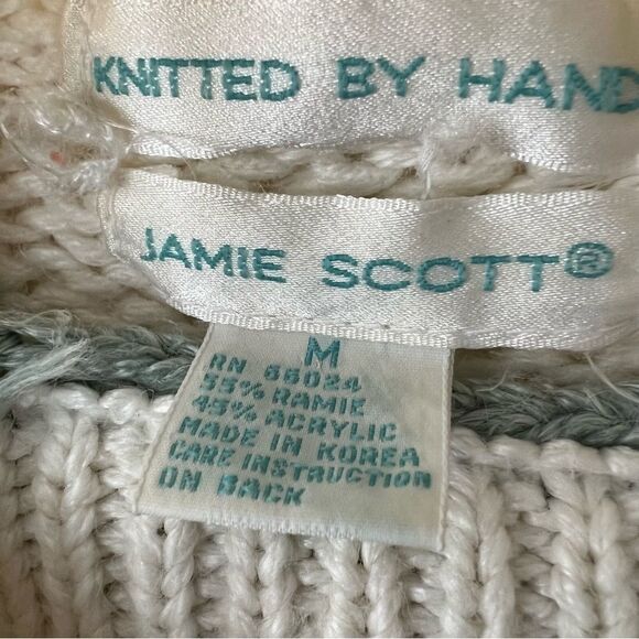#51 Vintage Jamie Scott hand knitted oversized grandma sweater size medium - Picture 6 of 11
